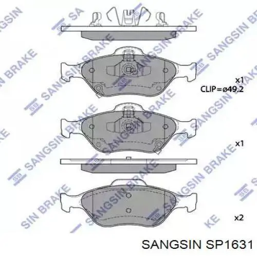 SP1631 Sangsin Передні гальмівні колодки