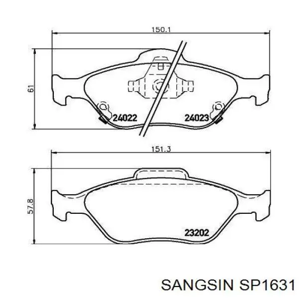 Гальмівні колодки Sangsin SP1631 ціна, від 27.87 USD