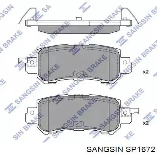 SP1672 Sangsin Колодки гальмівні задні, дискові