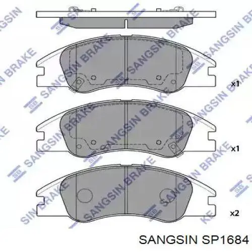 Колодки гальмові задні, дискові SP1684 Sangsin