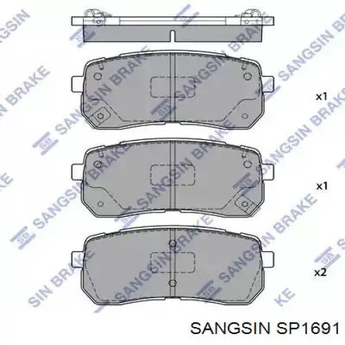 SP1691 Sangsin Колодки гальмівні задні, дискові