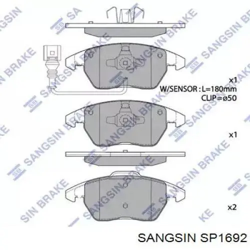 SP1692 Sangsin Передні гальмівні колодки