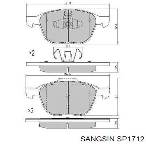 Гальмівні колодки Sangsin SP1712 ціна, від 22.49 USD