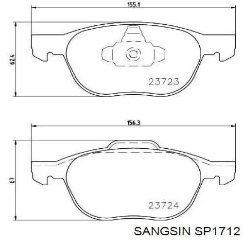 Купити SP1712 Sangsin Колодки гальмівні передні, дискові