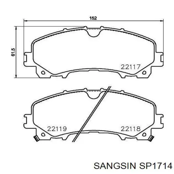 Передні тормозні колодки SP1714 Sangsin