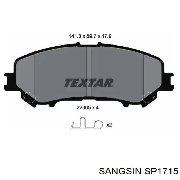 Колодки гальмівні передні, дискові SP1715 Sangsin