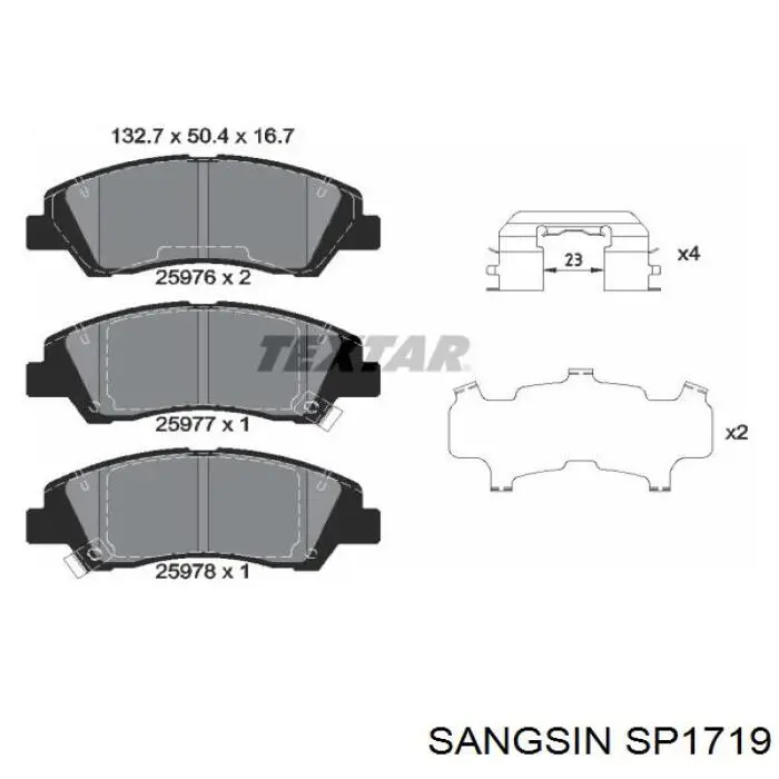 Передні тормозні колодки SP1719 Sangsin