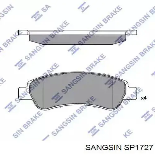 SP1727 Sangsin Колодки гальмівні задні, дискові