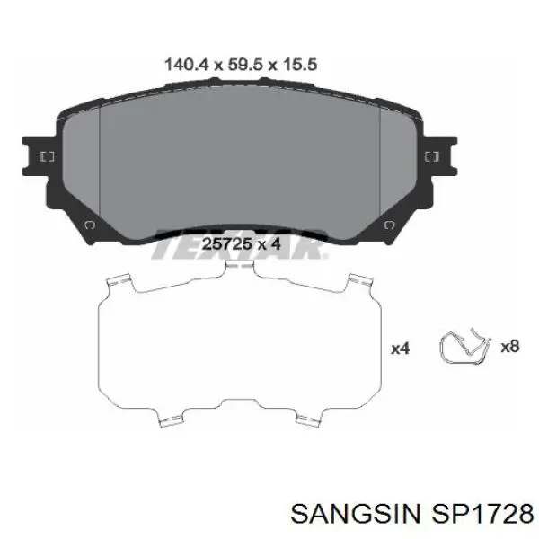 Передні тормозні колодки SP1728 Sangsin