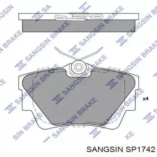 Задні гальмівні колодки Sangsin SP1742 ціна, від 18.32 USD