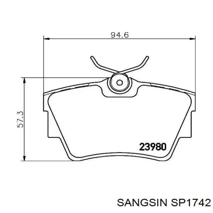 Колодки гальмові задні, дискові SP1742 Sangsin