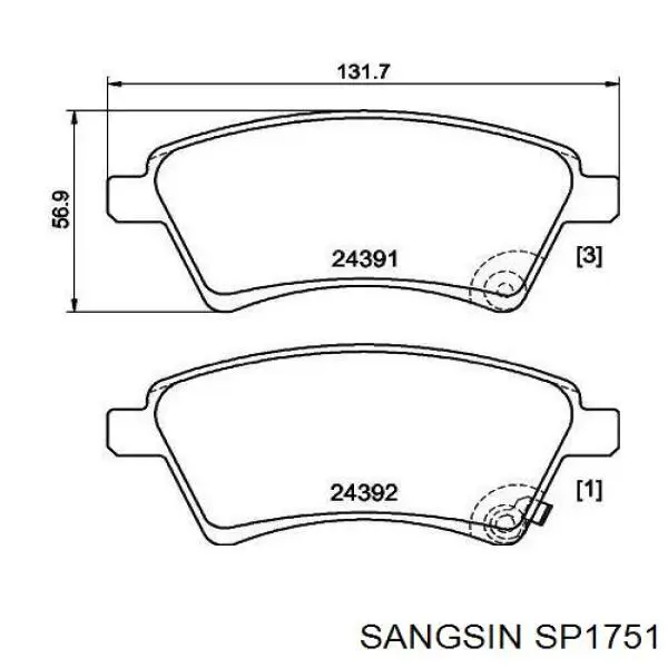 Передні тормозні колодки 5SP1245 Samko