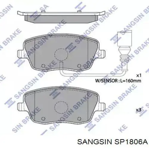 Передні тормозні колодки SP1806A Sangsin