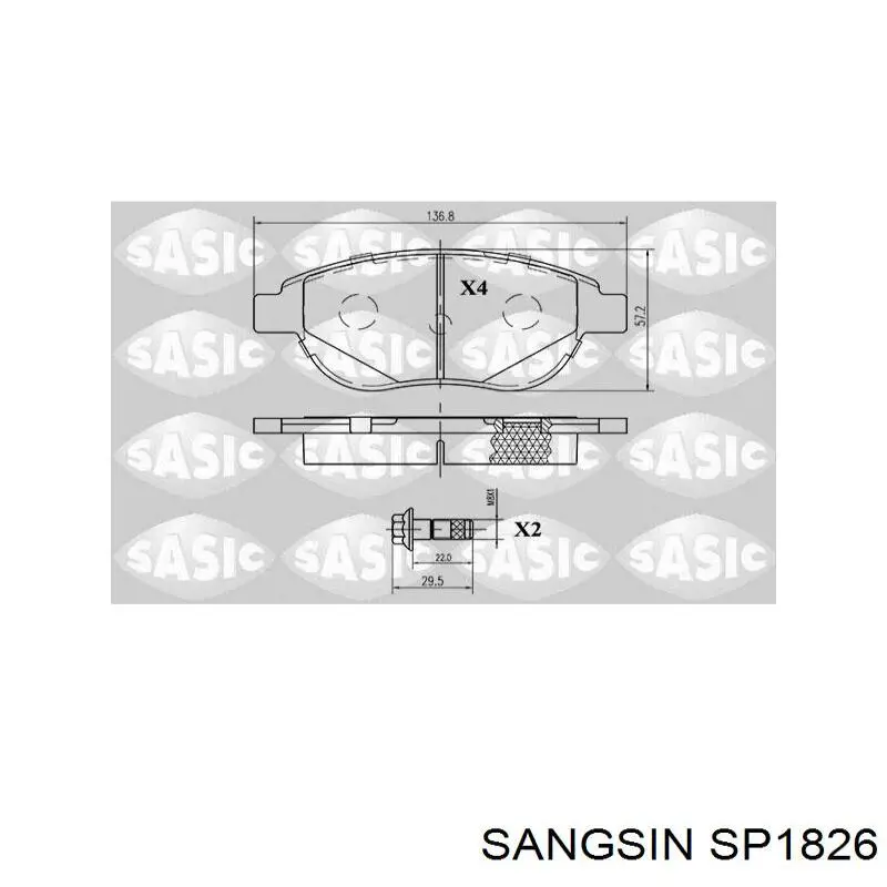 Купити SP1826 Sangsin Колодки гальмівні передні, дискові