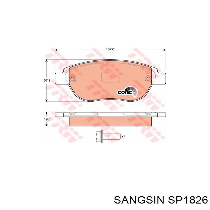 Гальмівні колодки Sangsin SP1826 ціна, від 23.73 USD