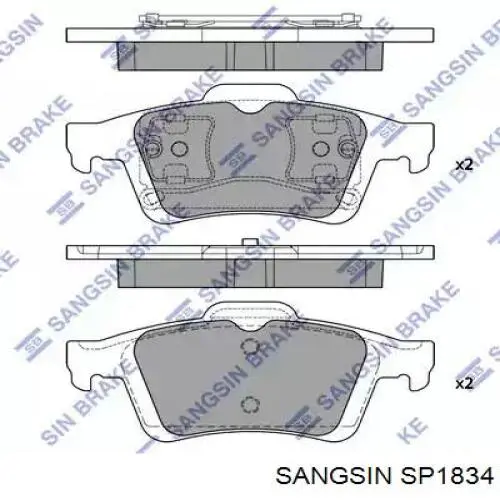 Задні гальмівні колодки Sangsin SP1834 ціна, від 13.61 USD