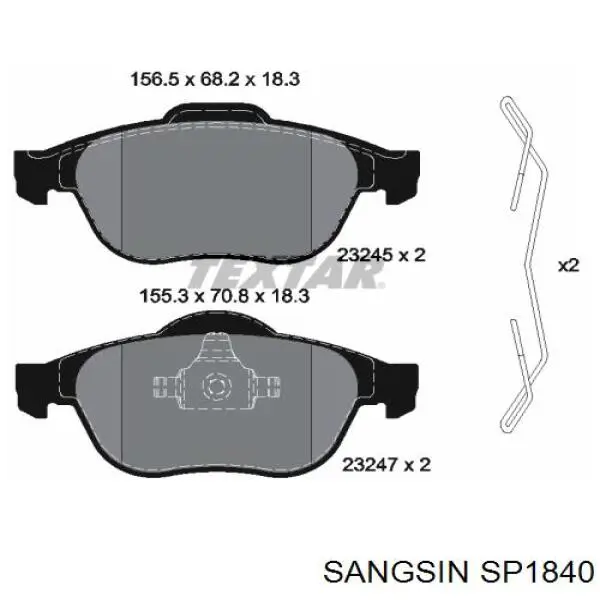 Передні тормозні колодки SP1840 Sangsin
