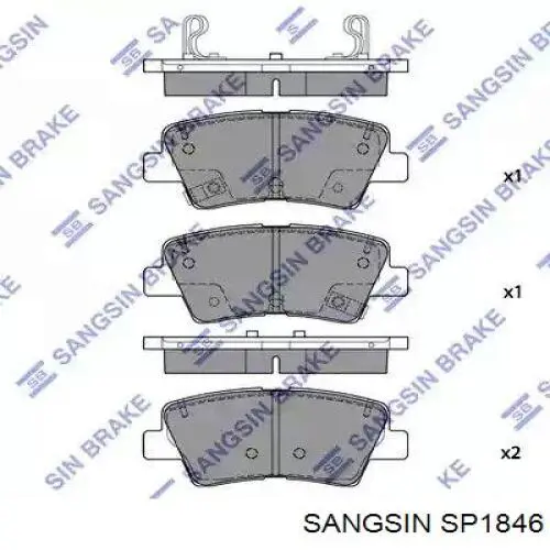 Колодки гальмові задні, дискові SP1846 Sangsin