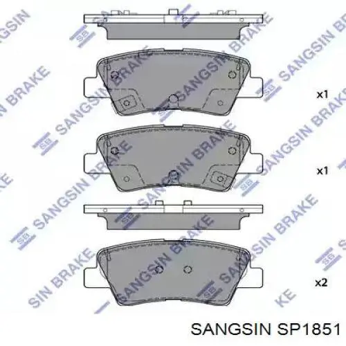 Колодки гальмові задні, дискові SP1851 Sangsin