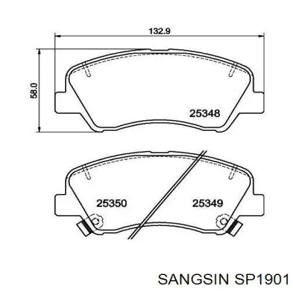 SP1901 Sangsin Передні гальмівні колодки