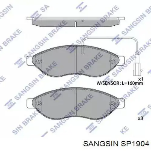 SP1904 Sangsin Передні гальмівні колодки