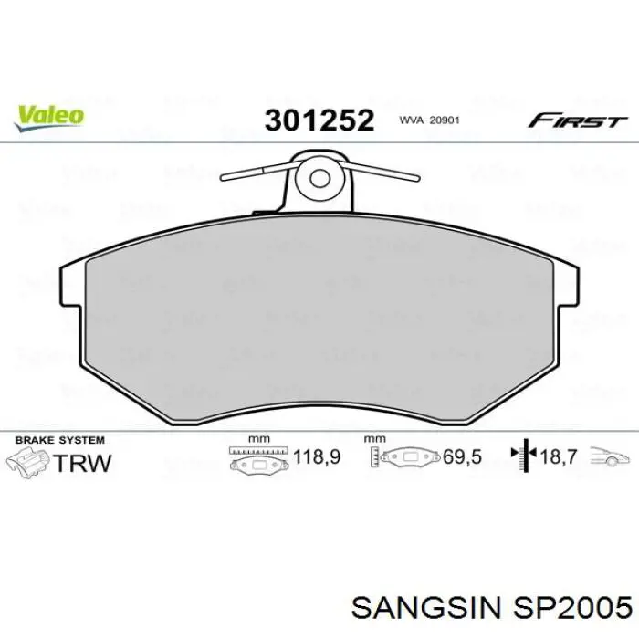 Гальмівні колодки Sangsin SP2005 ціна, від 16.91 USD