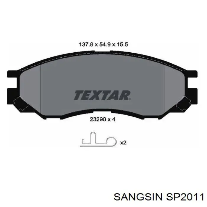 Колодки гальмівні передні, дискові SP2011 Sangsin
