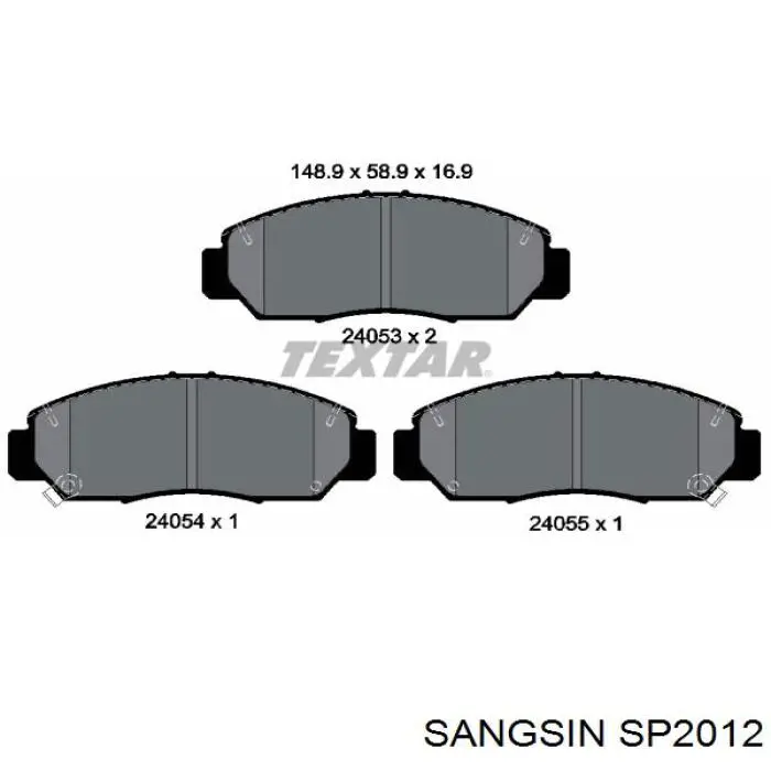 SP2012 Sangsin колодки гальмівні передні, дискові