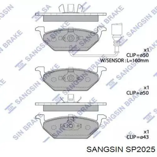 Купити SP2025 Sangsin Колодки гальмівні передні, дискові