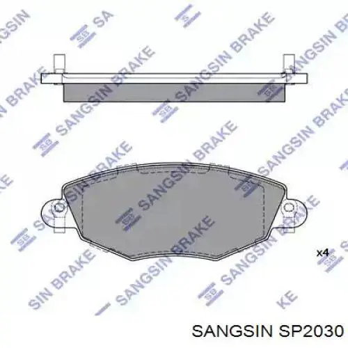 Купити SP2030 Sangsin Колодки гальмівні передні, дискові