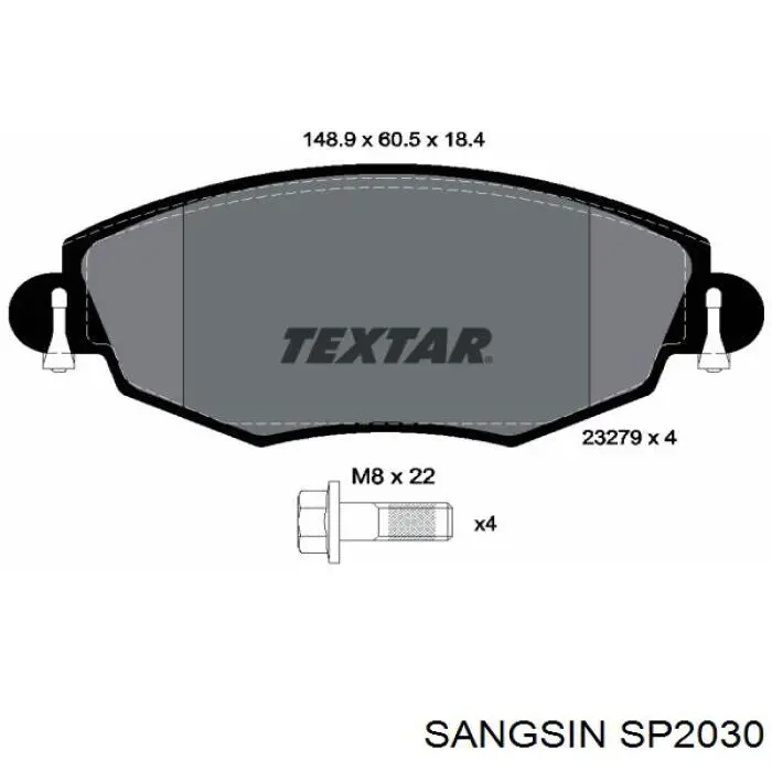 Передні тормозні колодки SP2030 Sangsin