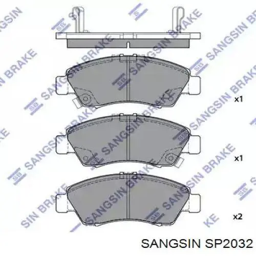 Купити SP2032 Sangsin Колодки гальмівні передні, дискові