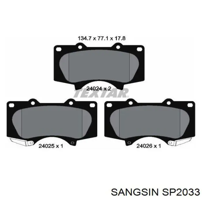Передні тормозні колодки SP2033 Sangsin