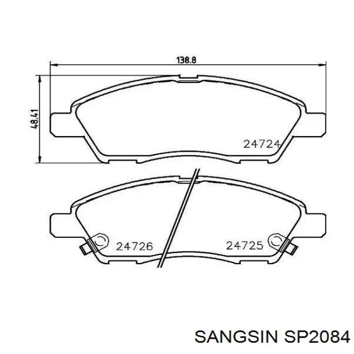 SP2084 Sangsin колодки гальмівні передні, дискові