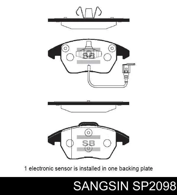 Купити SP2098 Sangsin Колодки гальмівні передні, дискові