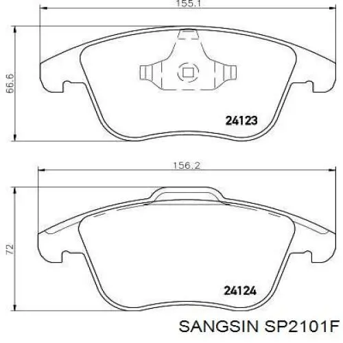 Колодки гальмівні передні, дискові SP2101F Sangsin