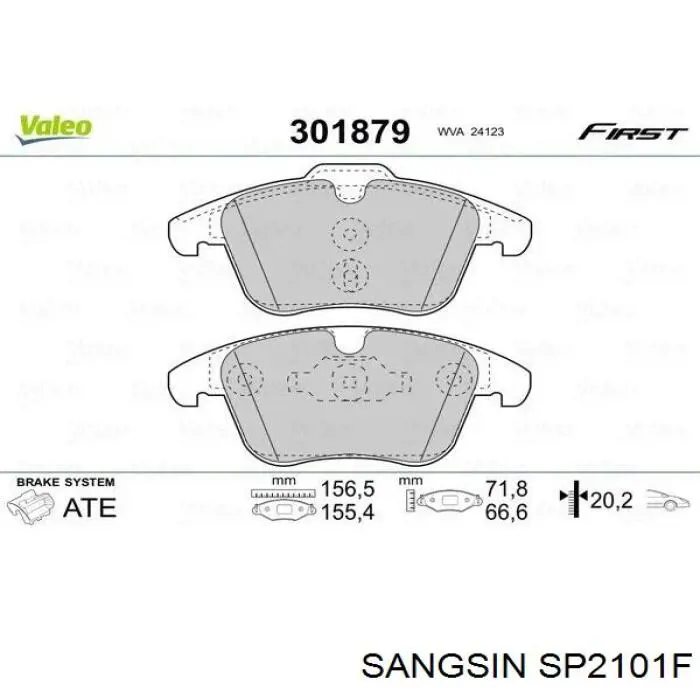 Передні тормозні колодки SP2101F Sangsin