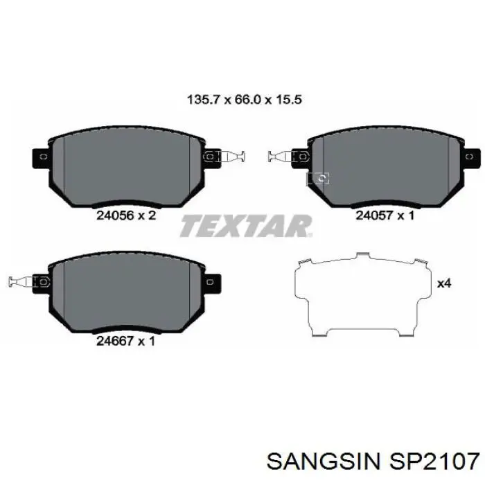 Передні тормозні колодки SP2107 Sangsin