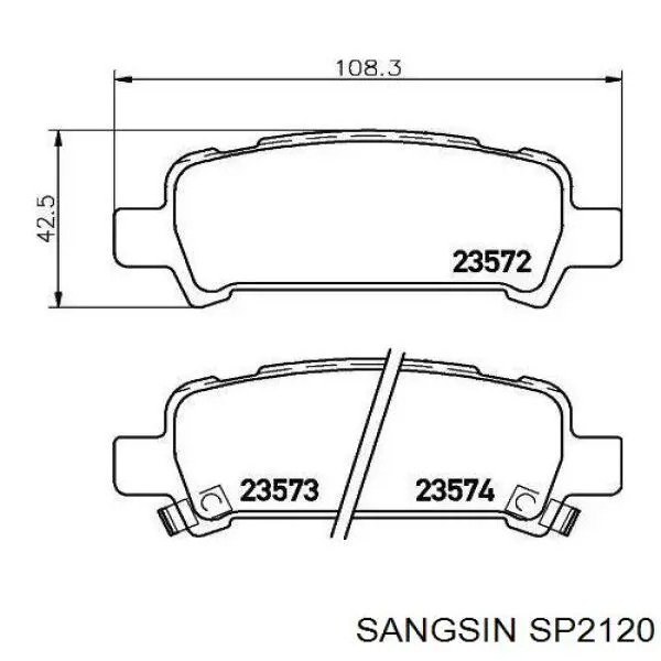 Задні гальмівні колодки SP2120 Sangsin