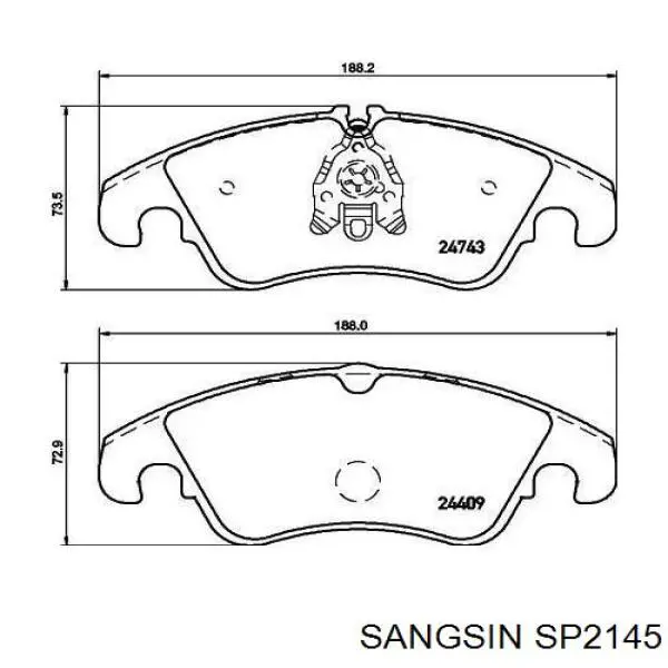 Купити SP2145 Sangsin Колодки гальмівні передні, дискові