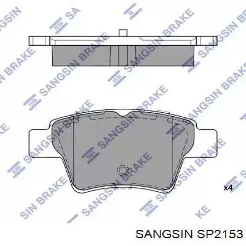 SP2153 Sangsin Колодки гальмівні задні, дискові