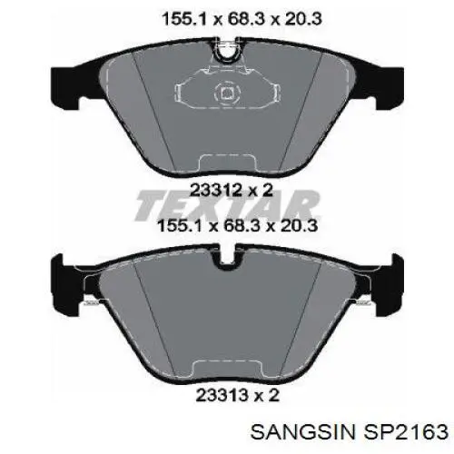 Передні тормозні колодки SP2163 Sangsin