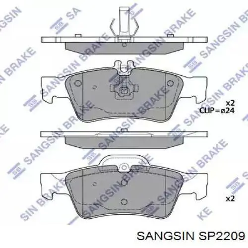 Задні гальмівні колодки Sangsin SP2209 ціна, від 23.66 USD