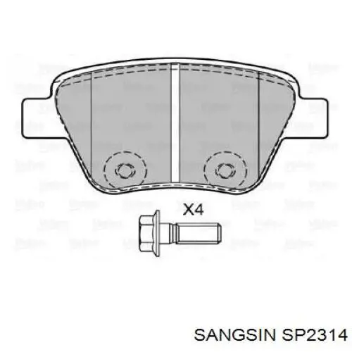 SP2314 Sangsin Колодки гальмівні задні, дискові