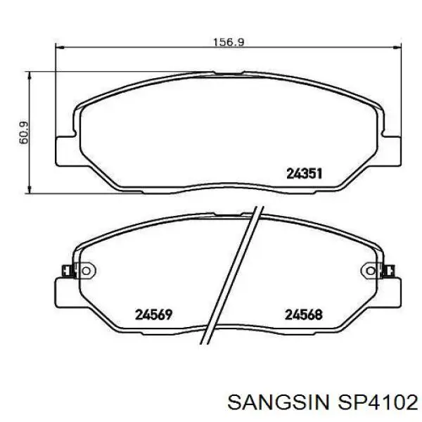 Купити SP4102 Sangsin Колодки гальмівні передні, дискові