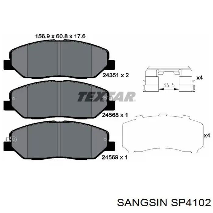 Гальмівні колодки Sangsin SP4102 ціна, від 25.00 USD
