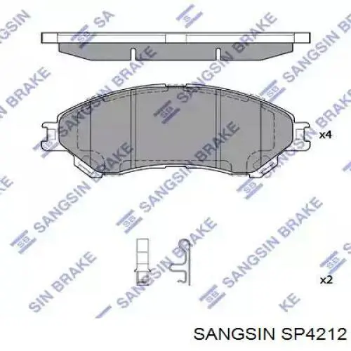 Купити SP4212 Sangsin Колодки гальмівні передні, дискові