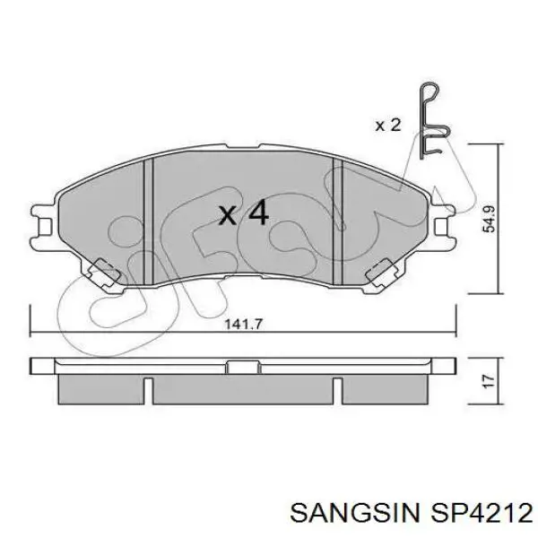 Передні тормозні колодки SP4212 Sangsin