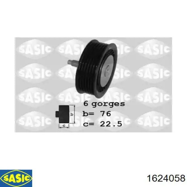 Ролик приводного ременя, паразитний Sasic 1624058 ціна, від 22.24 USD