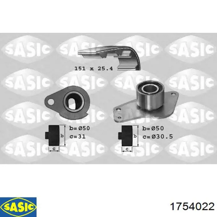 Комплект ГРМ Sasic 1754022 ціна, від 46.63 USD